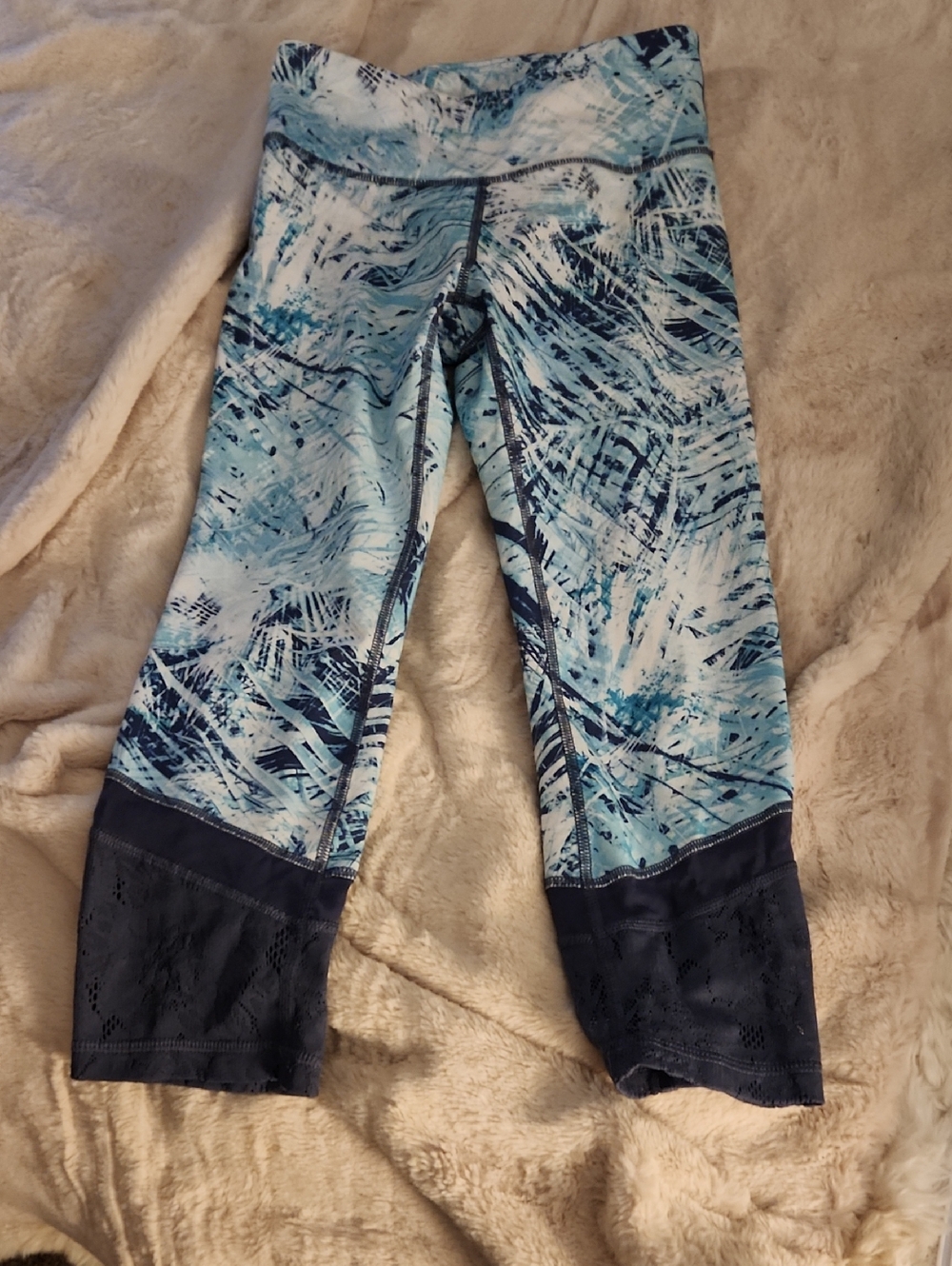 FILA Sport Teal and Navy Abstract Activewear Capri